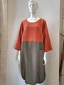 Aina pellavamekko - oranssi-khaki  koot L ja XL