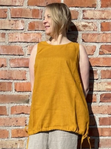 Mustikka pellavatoppi &ndash; Murrettu keltainen