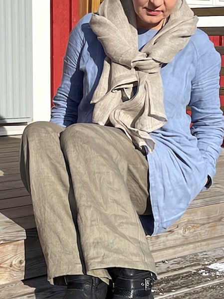 Pihlaja - pellavahousut, khaki 168 cm mitoitus